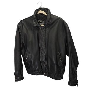Vintage U2 Wear Me Out Black Leather Bomber Jacket Size Medium